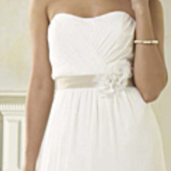 DAMAGED SAMPLE Sexy Lace Beachy BOHO  Wedding Dress Romantic, Hi Lo Lace Chiffon - Picture 13 of 13